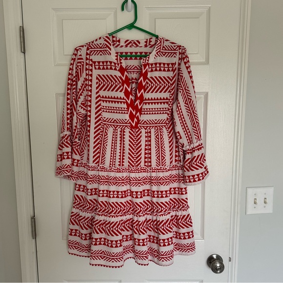 Red Patterned Swimsuit Coverup | Summer Dress - Picture 1 of 6